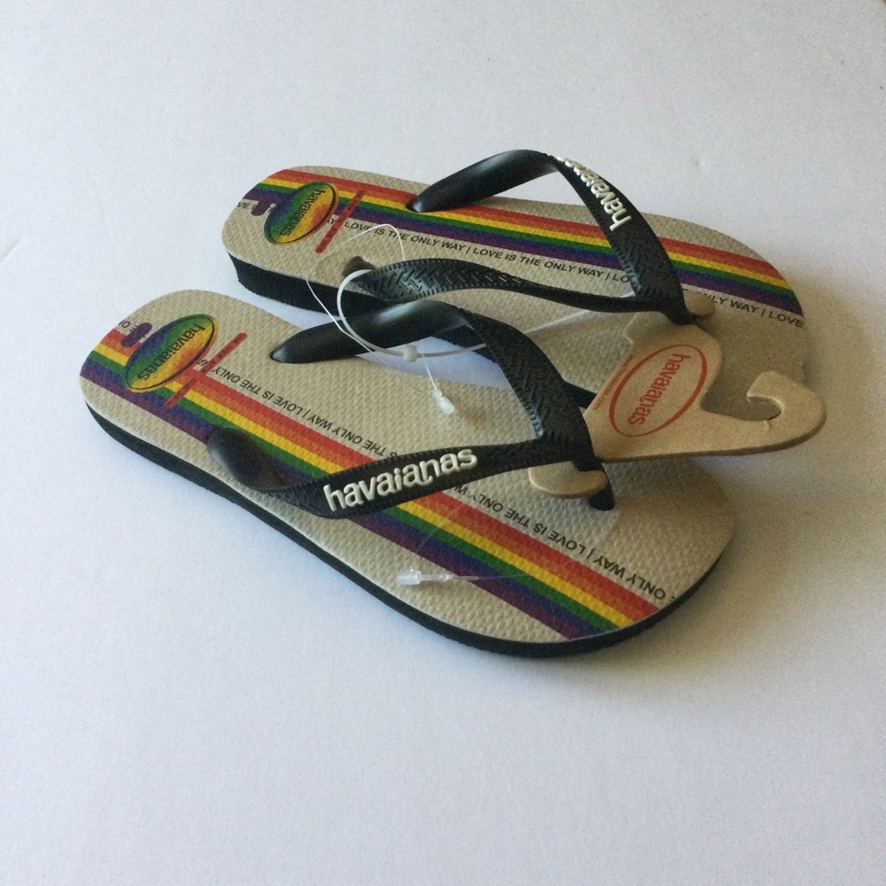 HAVAIANAS PRIDE LOVE IS THE ONLY WAY FLIP FLOPS SIZE MENS 6/7 NWT
